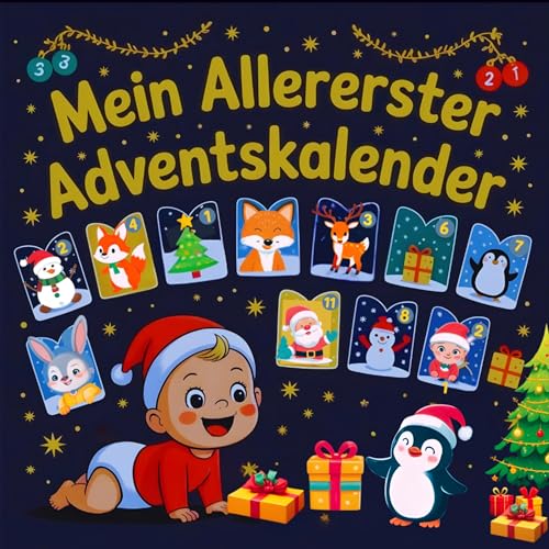 Mein allererster Adventskalender : Kontrast-Bilderbuch in Schwarz & Weiß für Babys von 0-12 Monaten |Fördert die visuelle Entwicklung, regt die Sinne an ... Geschenk zur Weihnachtsze (German Edition)