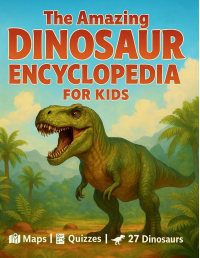 The Amazing Dinosaur Encyclopedia for Kids: 27 Fascinating Species with Easy Facts, World Maps, Fun Quizzes, a Dino Glossary, and Creative Activities for Kids Ages 7-12