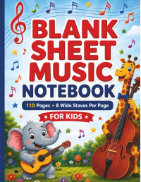 Blank Sheet Music Notebook for Kids: Music Manuscript Paper with 8 Wide Staff Lines | 110 Blank Staff Pages with Music Notation Guide | Ideal for ... Music Lessons and Independent Creative Work