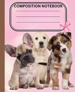 Composition Notebook: Dog Design Notebook- Pink Dog Journal -110 pages, 7.5 x 9.25- Puppy Golden Retriever