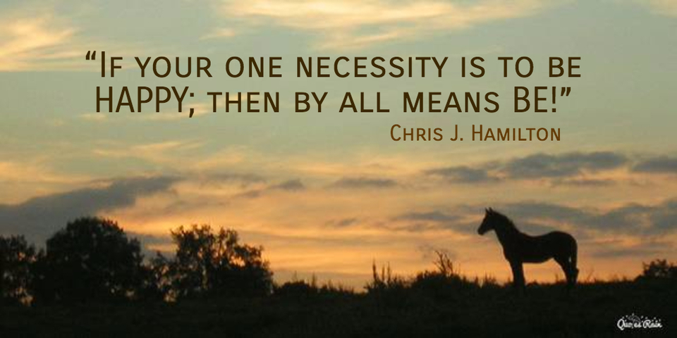 if your one necessity is to be happy then by all means be chris j hamilton...