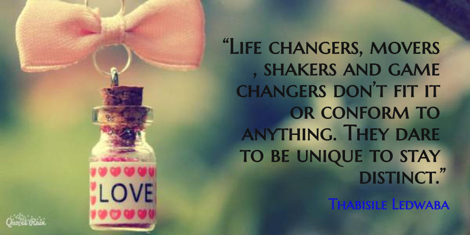 life changers movers shakers and game changers dont fit it or conform to...