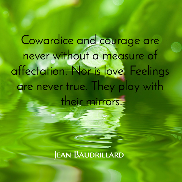 cowardice and courage are never without a measure of affectation nor is love feelings...