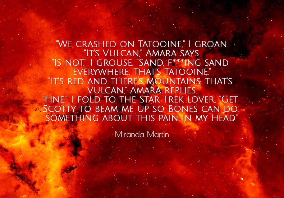 we crashed on tatooine i groan br its vulcan amara says br is not i...