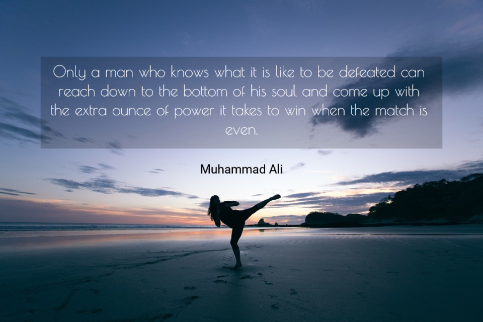 only a man who knows what it is like to be defeated can reach down to the bottom of his...