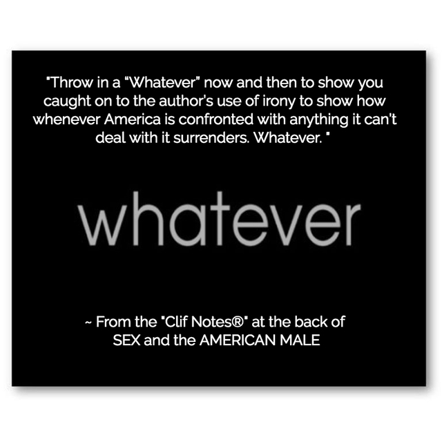 throw in a whatever now and then to show you caught on to the authors use of...