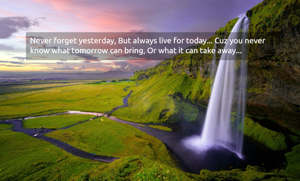 never forget yesterday but always live for today cuz you never know what tomorrow can...