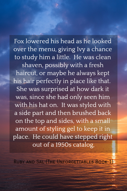 fox lowered his head as he looked over the menu giving ivy a chance to study him a...