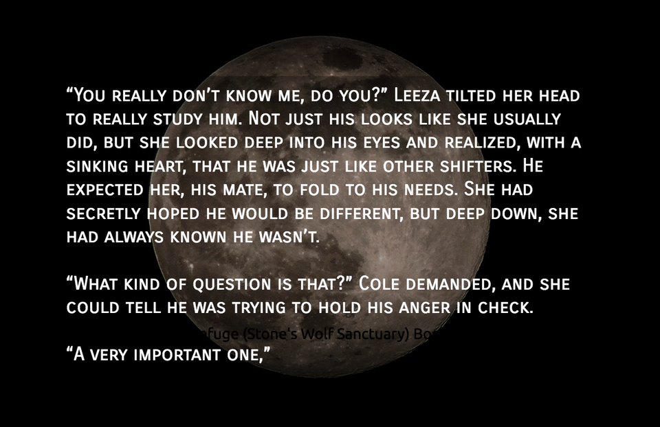 you really dont know me do you leeza tilted her head to really study him not...