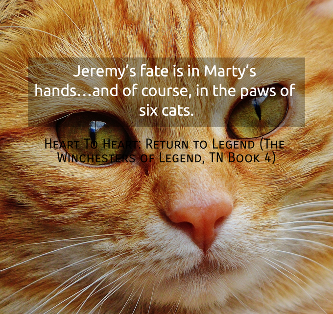 jeremys fate is in martys handsand of course in the paws of six cats...