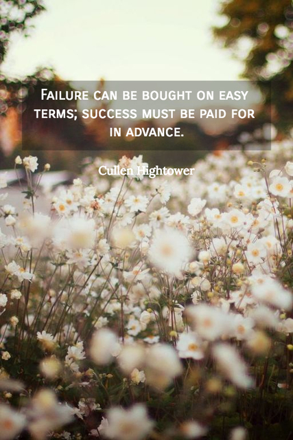 failure can be bought on easy terms success must be paid for in advance...