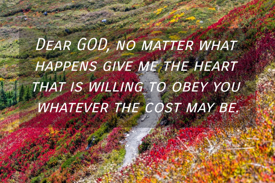 dear god no matter what happens give me the heart that is willing to obey you whatever...