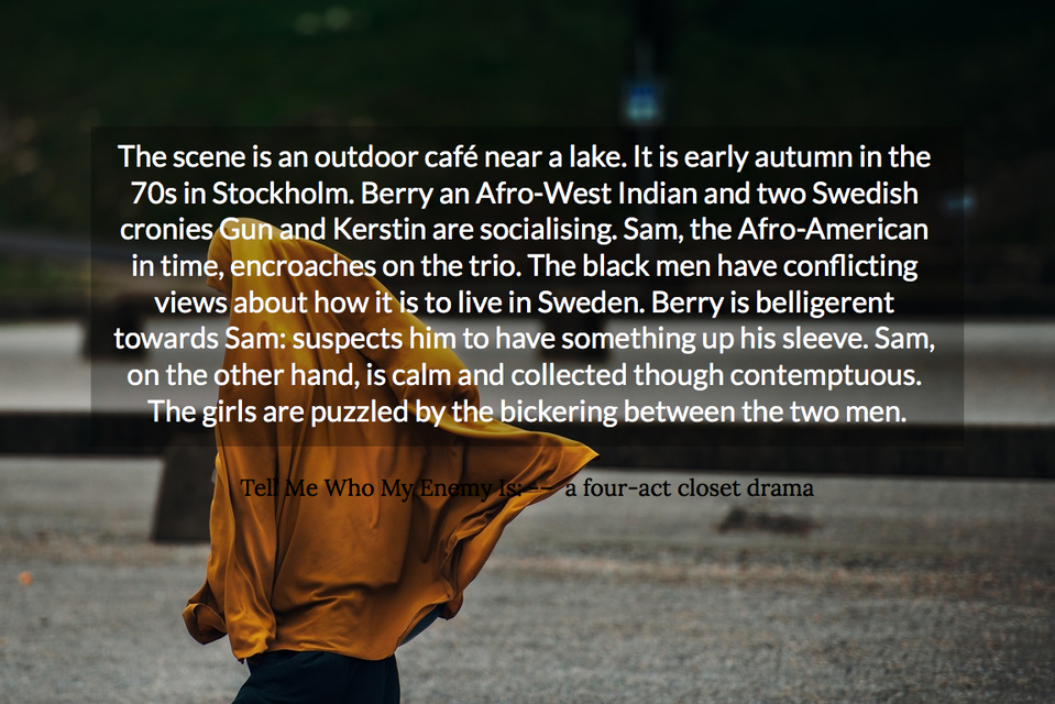 the scene is an outdoor caf near a lake it is early autumn in the 70s in stockholm...