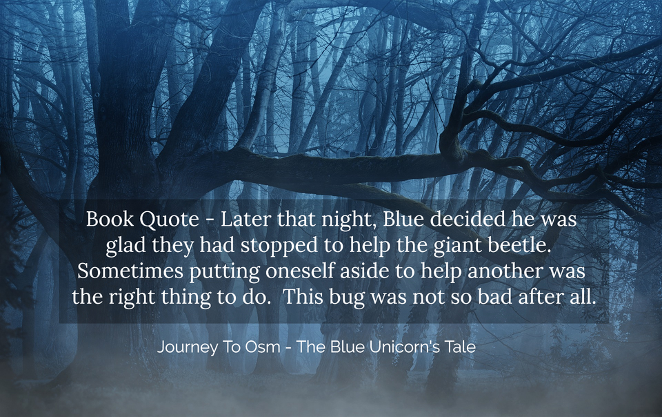later that night blue decided he was glad they had stopped to help the giant beetle...