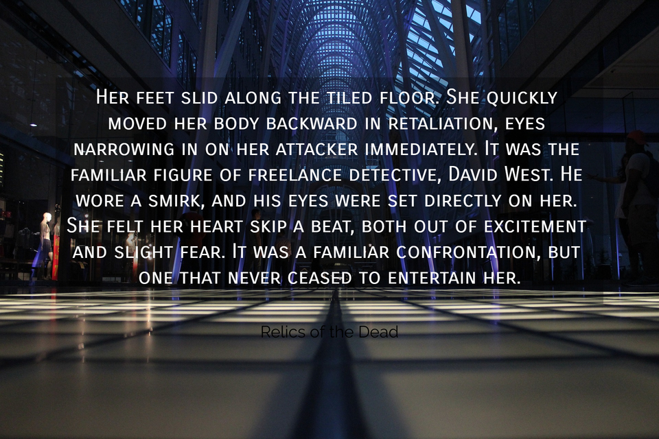 her feet slid along the tiled floor she quickly moved her body backward in retaliation...