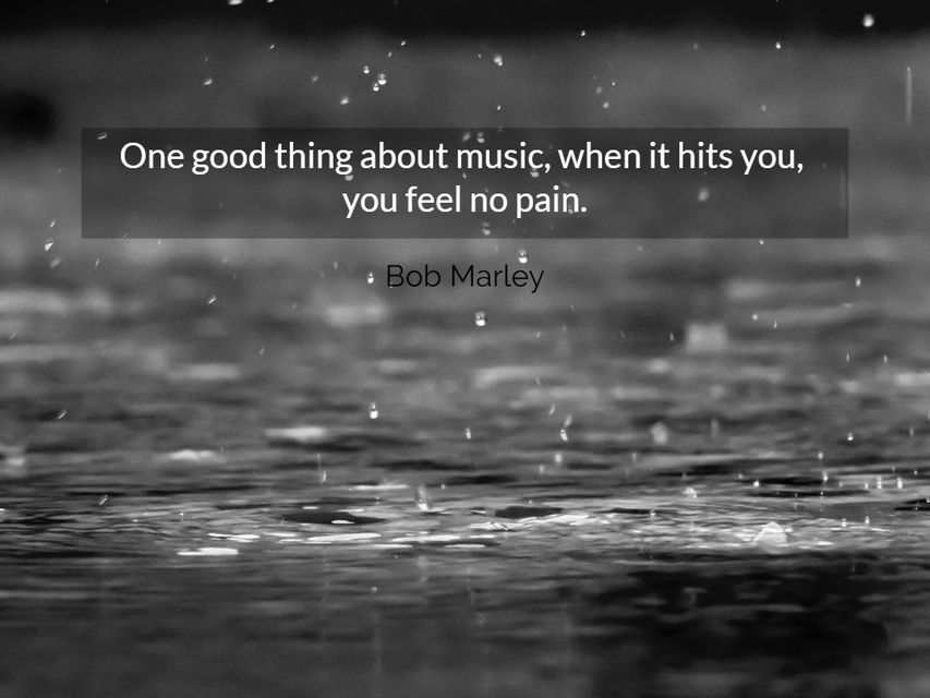 one good thing about music when it hits you you feel no pain...