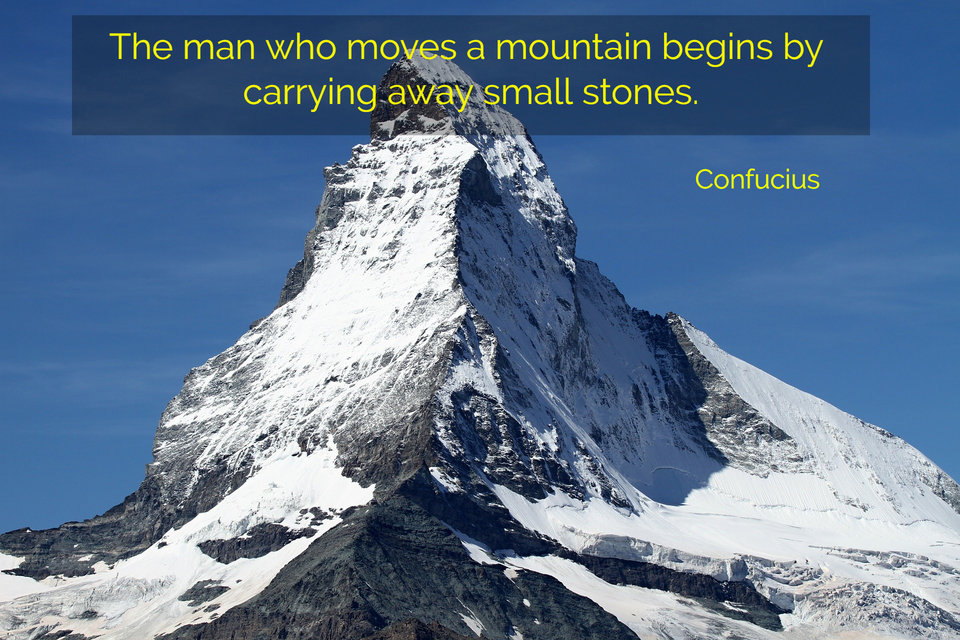 the man who moves a mountain begins by carrying away small stones...