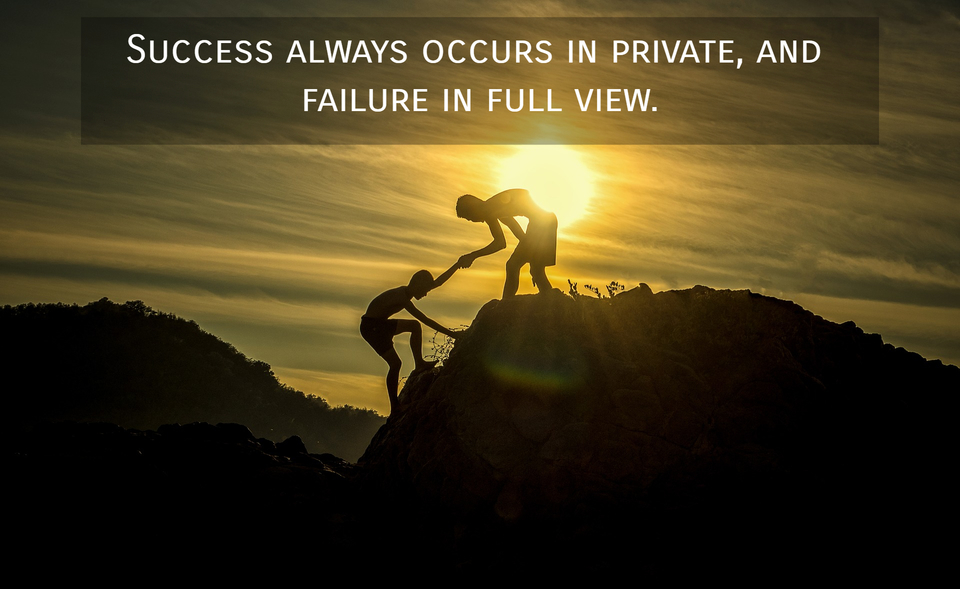 success always occurs in private and failure in full view...