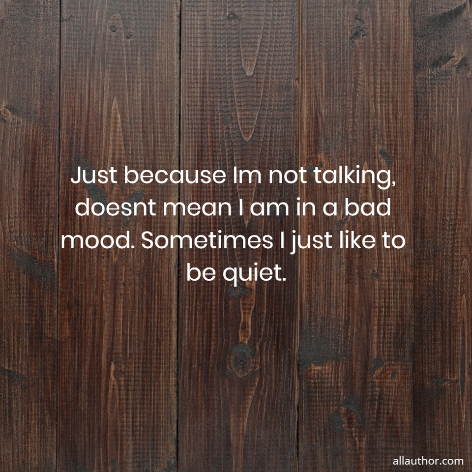 just because im not talking doesnt mean i am in a bad mood sometimes i just like to be...