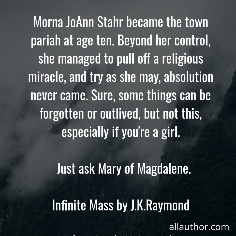  morna joann stahr became the town pariah at age ten  beyond her control she managed to...