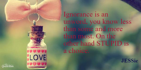 ignorance is an unword you know less than some and more than most on the other hand...