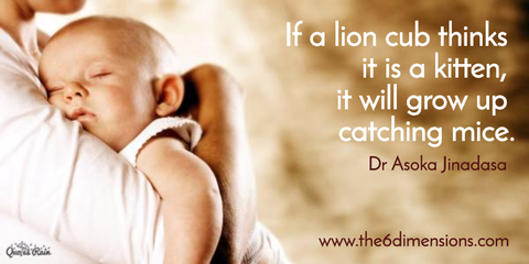 if a lion cub thinks it is a kitten it will grow up catching mice...