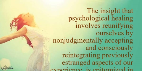 the insight that psychological healing involves reunifying ourselves by nonjudgmentally...
