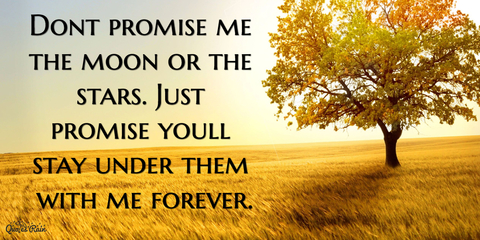dont promise me the moon or the stars just promise youll stay under them with me forever...