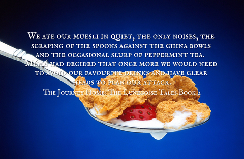 we ate our muesli in quiet the only noises the scraping of the spoons against the china...
