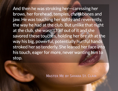 and then he was stroking her caressing her brows her forehead temples cheekbones and...