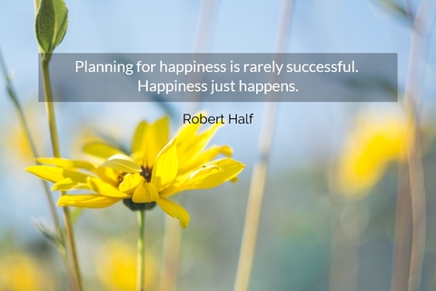 planning for happiness is rarely successful happiness just happens...