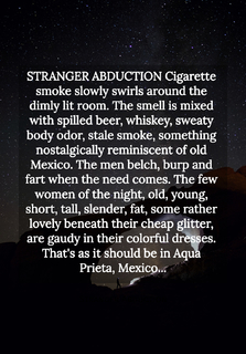 stranger abduction cigarette smoke slowly swirls around the dimly lit room the smell is...