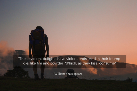 these violent delights have violent ends and in their triump die like fire and powder...
