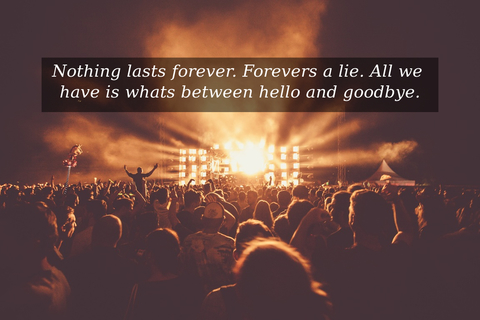 nothing lasts forever forevers a lie all we have is whats between hello and goodbye...