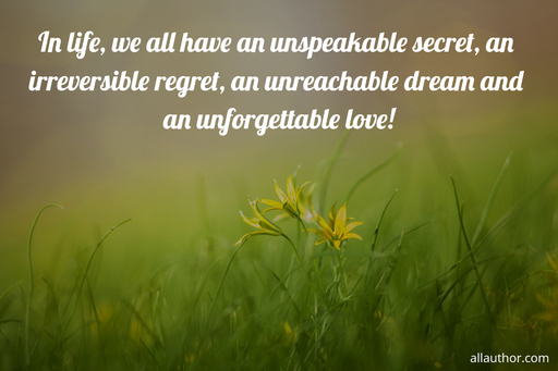 in life we all have an unspeakable secret an irreversible regret an unreachable dream...