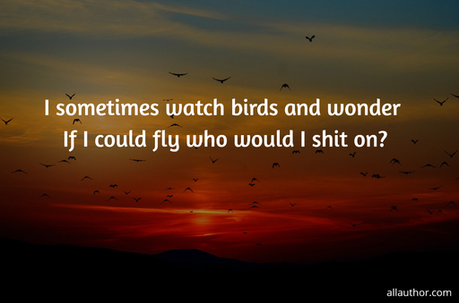 i sometimes watch birds and wonder if i could fly who would i shit on...
