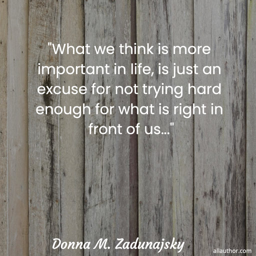 what we think is more important in life is just an excuse for not trying hard enough...