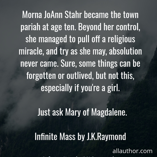  morna joann stahr became the town pariah at age ten  beyond her control she managed to...