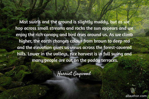  mist swirls and the ground is slightly muddy but as we hop across small streams and...