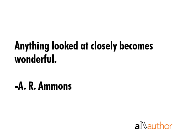 Anything looked at closely becomes wonderful. - A. R. Ammons Quote GIF