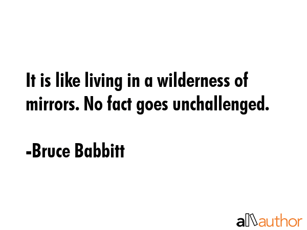 It is like living in a wilderness of mirrors. No fact goes unchallenged. - Bruce Babbitt Quote GIF