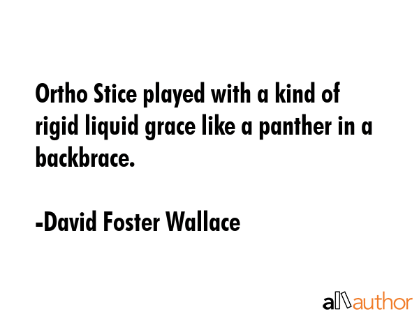 Ortho Stice played with a kind of rigid liquid grace like a panther in a backbrace. - David Foster Wallace Quote GIF
