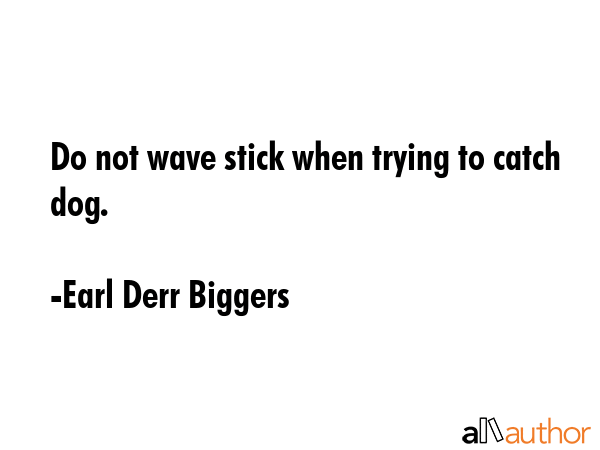 Do not wave stick when trying to catch dog. - Earl Derr Biggers Quote GIF