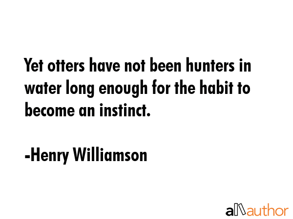 Yet otters have not been hunters in water long enough for the habit to become an instinct. - Henry Williamson Quote GIF