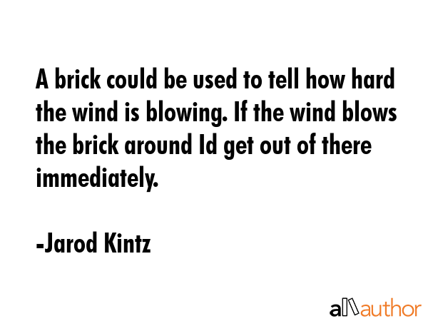 A brick could be used to tell how hard the wind is blowing. If the wind blows the brick around Id... - Jarod Kintz Quote GIF