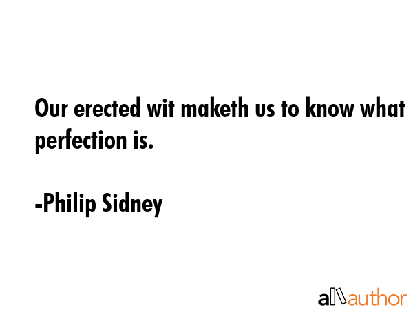 Our erected wit maketh us to know what perfection is. - Philip Sidney Quote GIF