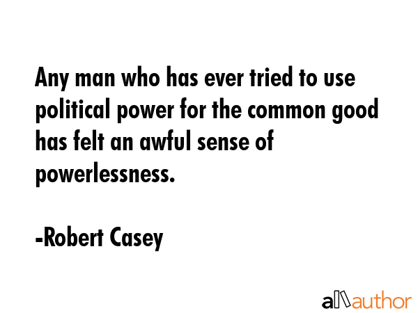 Any man who has ever tried to use political power for the common good has felt an awful sense of... - Robert Casey Quote GIF