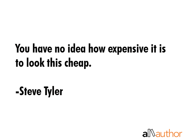 You have no idea how expensive it is to look this cheap. - Steve Tyler Quote GIF
