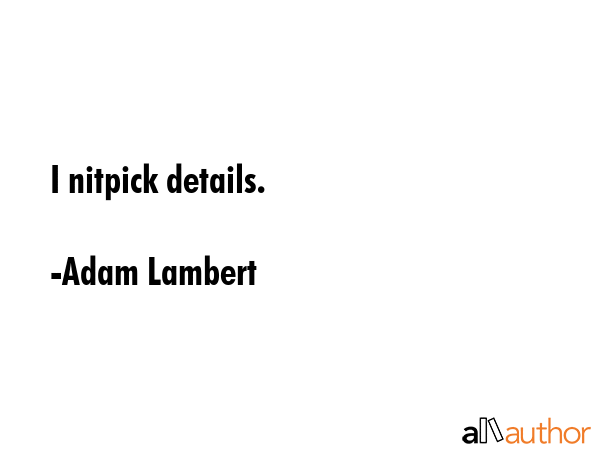 I nitpick details. - Adam Lambert Quote GIF