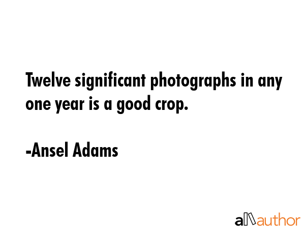 Twelve significant photographs in any one year is a good crop. - Ansel Adams Quote GIF